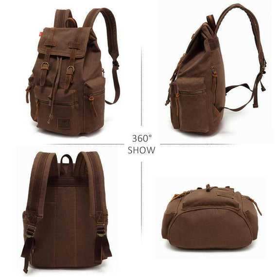 Scione Vintage Travel Backpacks Men Fashion Canvas School Laptop Drawstring Bagpack Large Capacity Retro Teenager Shoulder Bags.
