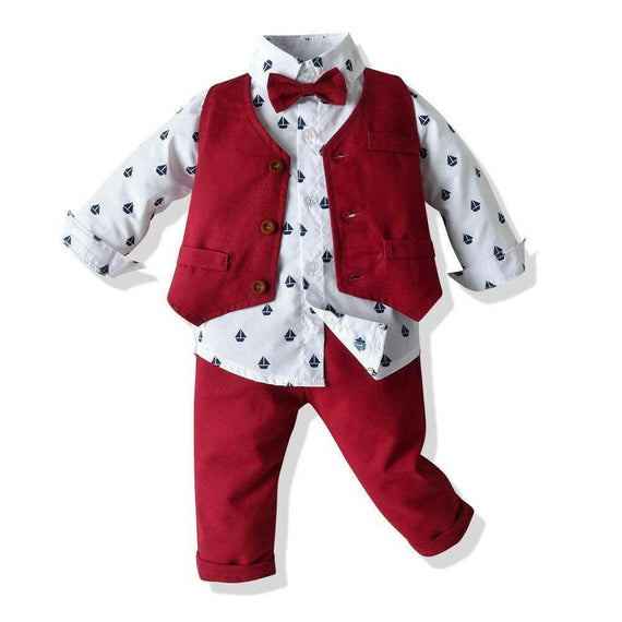 Boys Suits Blazers Clothes Suits For Wedding Formal Party Striped Baby Vest Shirt Pants Kids Boy Outerwear Clothing Set.