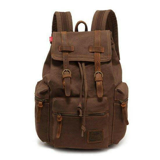 Scione Vintage Travel Backpacks Men Fashion Canvas School Laptop Drawstring Bagpack Large Capacity Retro Teenager Shoulder Bags.