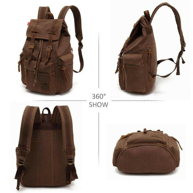 Scione Vintage Travel Backpacks Men Fashion Canvas School Laptop Drawstring Bagpack Large Capacity Retro Teenager Shoulder Bags.